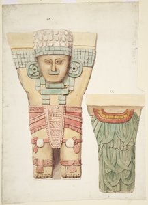 Caryatid IX, mostrando vistas de frente e de trás (vista traseira em escala menor) (aquarela) de Adela Breton
