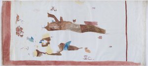 Cópia de uma pintura de parede de uma pequena câmara, Acanceh, México Linhas de lápis, aguarela Em três partes (linhas de lápis e aguarela) de Adela Breton