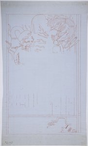 Cópia de uma pintura de parede da Muralha Oriental, Templo Superior dos Jaguares, Chichen Itza México
 (tinta vermelha e grafite) de Adela Breton