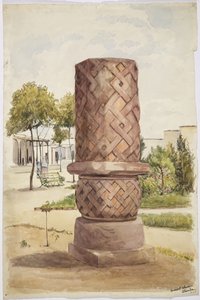 Estátua ou coluna em Otumba, México (aguarela) de Adela Breton