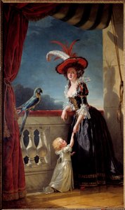 Retrato no pé de Louise Elisabeth da França (filha de Luís XV) Duquesa de Parma (1727-1759) e seu filho Don Ferdinand (1751-1802) Pintura de Adelaide Labille Guiard (1749-1803) 1788 Sol. 2,72x1,6 m