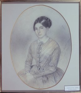 Retrato póstumo de Leopoldine Hugo (1824-43) 1847 (desenho) de Adele Julie Hugo
