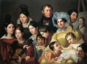 Família Malatesta em 1835 por Adeodato Malatesta, óleo sobre tela