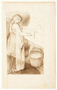 Uma rapariga a tocar fortepiano de Adélaïde Marie Anne Castellas Moitte