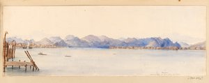 Bornéu - Olhando o rio da nossa casa a partir de West Indies, North American and Borneo scrapbook, c.1845 (Aguarela) de Admiral Sir Edward Gennys Fanshawe