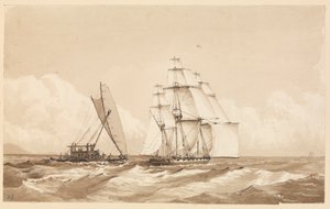 Canoa dupla ao largo de Moalu, Ilhas Feejee, 26 de setembro de 1849 [Fiji] de Admiral Sir Edward Gennys Fanshawe