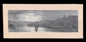 A foz do Tyne, com North e South Shields, ao luar, c.1840 (aguarela, riscado, papel) de Admiral Sir Edward Gennys Fanshawe