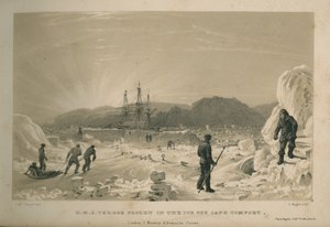 H.M.S. Terror congelado no gelo ao largo do Cabo Conforto de Admiral William Henry Smyth