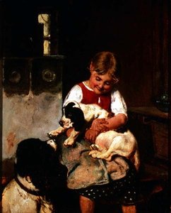Menina com cachorrinho de Adolf Eberle