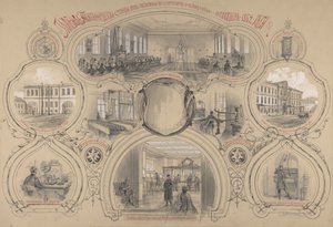 O escritório principal do telégrafo recém-construído em São Petersburgo e inaugurado em 14 de outubro de 1862, 1862. de Adolf Jossifovich Charlemagne
