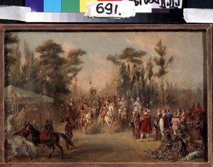 A caça do czar no século XVI. Obra de Adolf Carlos Magno (1826-1901). Óleo sobre papelão