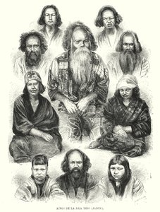Povo ainu do norte do Japão (litho) de Adolf Neumann