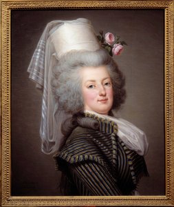 Retrato de Maria Antonieta de Lorraine-Habsburg, rainha da França (1755-1793), em vestido amazônico - Pintura do sueco Adolf Ulrich Wertmuller (1751 - 1811)