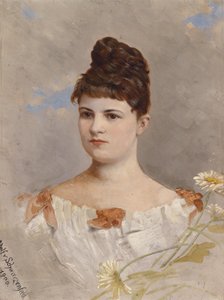 Retrato de Ottilie Schneitt von Schwarzenfeld de acordo com a etiqueta na parte de trás de Adolf d. Ä. Schreitter von Schwarzenfeld