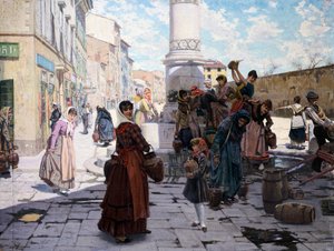 Mulheres na fonte, por Adolfo Belimbau (1845-1935)