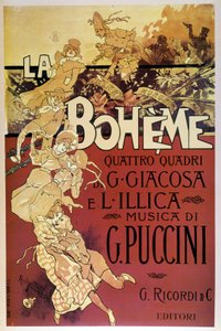 Affiche de La Bohème par Adolfo Hohenstein pour la première de l