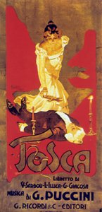 Capa de Adolf Hohenstein da partitura da ópera Tosca de Giacomo Puccini de Adolfo Hohenstein