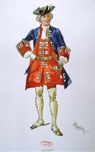 Traje masculino para a ópera Manon Lescaut de Giacomo Puccini (1858-1924) (wc) de Adolfo Hohenstein