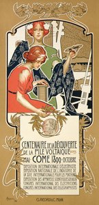 Reprodução de um cartaz publicitário da Exposição Internacional de Electricidade de Adolfo Hohenstein