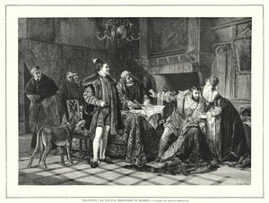 Rei Francisco I da França preso em Milão após a sua derrota na Batalha de Pavia de Adolph (after) Treidler