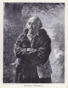 William Shakespeare, dramaturgo inglês (gravura) de Adolph Friedrich Erdmann von (after) Menzel