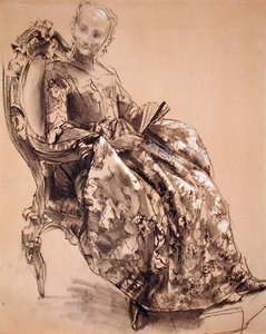 Um estudo da princesa Amalie da Prússia (giz no papel) de Adolph Menzel