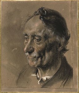 Cabeça de um homem velho, c.1850 (carvão e pastel sobre papel) de Adolph Menzel