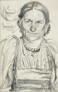 Retrato de uma mulher camponesa de Adolph Menzel