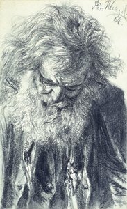 Retrato de um homem velho, 1884 de Adolph Menzel