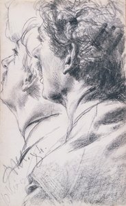A cabeça de um jovem de perfil à esquerda, 1884 de Adolph Menzel