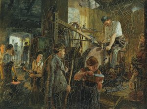 O moedor de facas na forja em Hofgastein, 1881 de Adolph Menzel