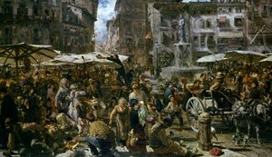 O Mercado de Verona de Adolph Menzel