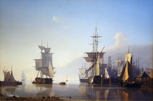 Marinha com navios à vela de Adolph Friedrich Vollmer