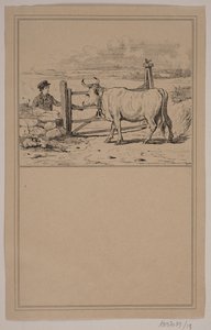 A vaca e o menino. Não. 12 em Cr. Winther e M. Rørbye, "25 fotos para crianças pequenas" de Johan Adolph Kittendorff