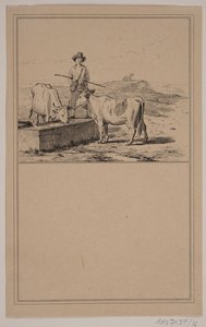 A vaca na rega. Não. 15 em Cr. Winther e M. Rørbye, "25 fotos para crianças pequenas" de Johan Adolph Kittendorff