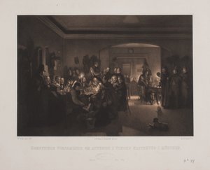 Artistas se reuniram à noite no café Finck em Munique. de Johan Adolph Kittendorff