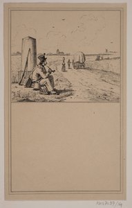 O soldado em uma caminhada. Não. 13 em Cr. Winther e M. Rørbye, "25 fotos para crianças pequenas" de Johan Adolph Kittendorff