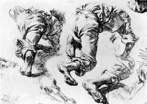 Uma página de esboços, 1913. de Adolph Menzel