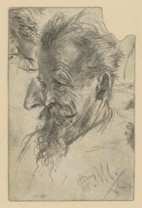 Cabeça de homem mais velho com barbicha e detalhes de Adolph Menzel