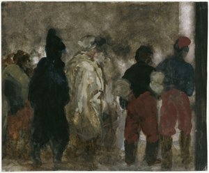 Chegada de prisioneiros de guerra franceses a Berlim, à noite de Adolph Menzel