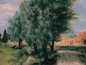 Canteiro de obras com salgueiros. 1846 de Adolph Menzel