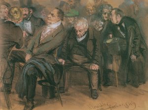 Alemães burgueses em uma reunião pública, 1849 (pastel sobre papel) de Adolph Menzel