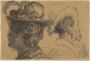 As cabeças de um homem e de uma mulher de Adolph Menzel