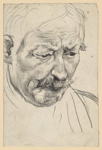 Cabeça de um homem idoso com bigode de Adolph Menzel