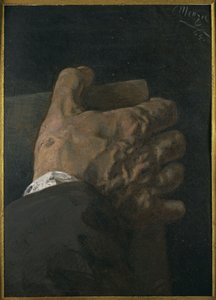 Mão masculina segurando uma tábua de Adolph Menzel
