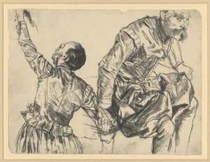 Maquete com o traje de gala do Eleitor João Jorge I da Saxónia, em duas perspetivas, Museu Histórico, Dresden de Adolph Menzel