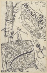 Bolsa de munições com farmácia de viagem pertencente ao selim de caça do Eleitor Johann Georg I da Saxónia, datada de 1618, Museu Histórico, Dresden de Adolph Menzel
