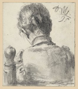 Vista de costas de uma mulher sentada numa cadeira de Adolph Menzel