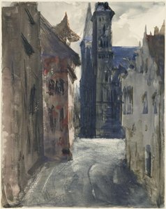Rua e Igreja de São Sebaldo, em Nuremberga de Adolph Menzel