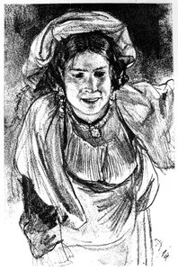 Estudo de uma garota italiana, c1880-1882. de Adolph Menzel